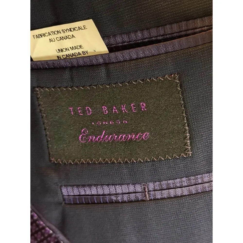Ted Baker Endurance Mens 42R Navy Blue 100% Wool Blazer Made Canada Sport Coat